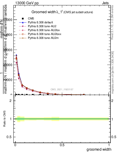 Plot of j.width.g in 13000 GeV pp collisions