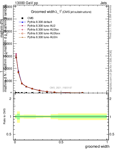 Plot of j.width.g in 13000 GeV pp collisions