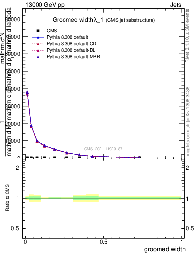 Plot of j.width.g in 13000 GeV pp collisions